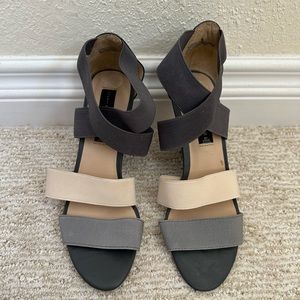 Steve Madden gray & cream shoes with short heels